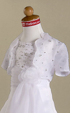 manga corta de flores de organza chaqueta chica / envoltura de bodas (70.272)