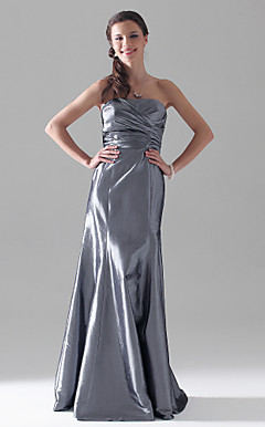 Sheath/Column Strapless Floor-length Taffeta Bridesmaid Dress