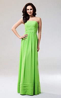 Sheath/Column Strapless Floor-length Chiffon Evening Dress
