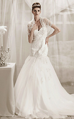 Trumpet/ Mermaid Sweetheart Court Train Tull Wedding Dress