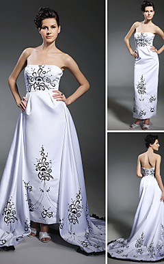 Sheath/Column Strapless Ankle-length Court Train Wedding Dress inspired by Audrey Hepburn