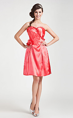 A-line Sweetheart Knee-length Stretch Satin Bridesmaid Dress