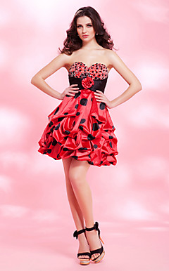 A-line Sweetheart Short/Mini Charmeuse Cocktail Dress
