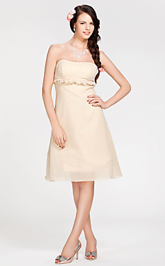 a-lijn strapless knielange chiffon bruidsmeisje jurk