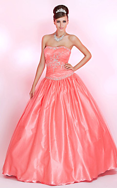 Ball Gown Sweetheart Floor-length Tulle Prom Dress With Embroidery