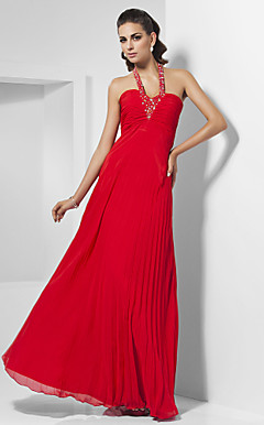 A-Line Halter pavimento-lunghezza abito da sera in chiffon