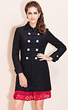 TS Military Style Double Breast Slim Long Coat