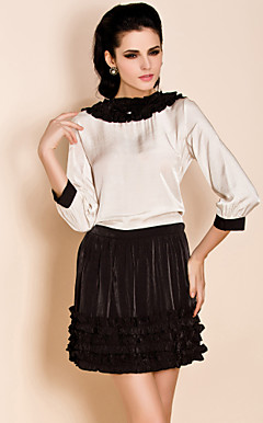 ts fargeblokk ruffle kjole