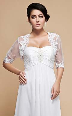 Gorgeous Tulle Half Sleeve Wedding / Special Occasion Jacket / Wrap With Embroidery