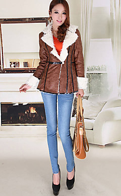 Long Sleeve Turndown Collar Casual/Evening Faux Fur Jacket(More Colors)
