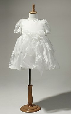 Satin And Tulle Short Sleeves Flower Girl Dress