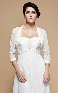 Gorgeous Chiffon 3/4-Length Sleeve Wedding / Special Occasion Jacket / Wrap With Appliques(More Colors)