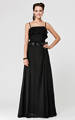 a-lijn spaghettibandjes vloer-length chiffon bruidsmeisje jurk