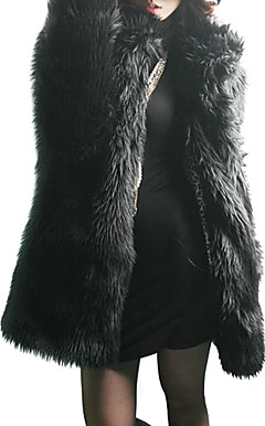 Long Sleeve Turndown Collar Faux Fur Party/Career Coat(More Colors)