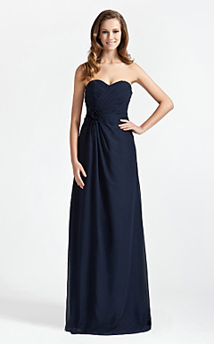 Sheath/Column Strapless Sweetheart Floor-length Chiffon Bridesmaid Dress