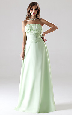 Strapless Floor-length Chiffon Bridesmaid/Wedding Party Dress