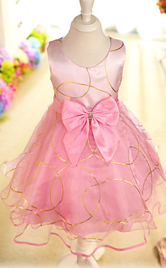 Sweet Sleeveless Satin/Tulle Wedding/Evening Flower Girl Dress