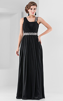 schede / kolom bandjes vloer-length chiffon avondjurk