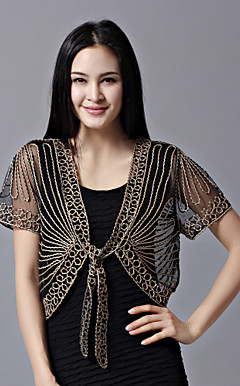 Nice short SleeveTulle Med Lace Jacket (Flere farver)