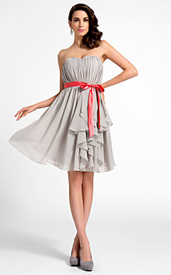 A-line Sweetheart knælange chiffon cocktail kjole
