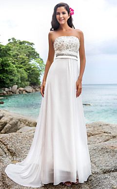 guaina / colonna senza spalline Corte dei treni Chiffon Abito da sposa