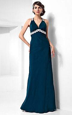 Mantel / Spalte Halfter bodenlangen Chiffon Abendkleid