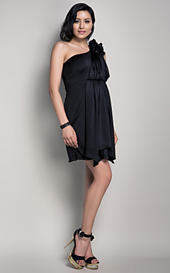 Sheath/Column One Shoulder Short/Mini Spandex Maternity Bridesmaid Dress