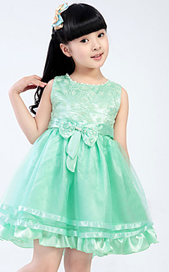 Melko Hihaton Satin / Tulle Häät / Evening Flower Girl Dress