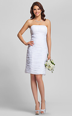 Vaina / columna Strapless mini / corto vestido de dama de honor