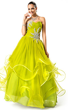 vestido de baile querida assoalho-comprimento de tule vestido de noite