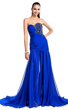 Trumpet/Mermaid Sweetheart Sweep/Brush Train Chiffon Evening Dress