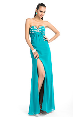 Sheath/Column Sweetheart Floor-length Chiffon Evening Dress
