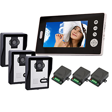  2.4GHz langaton 7 "LCD kodin video ovipuhelin ja viestintäjärjestelmä (3 kamera)