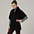  Black Cloak Style Double-breasted Hairy Collar With Belt Coat / Women's Coats (FF-B-0736742)