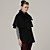 Black Cloak Style Double-breasted Hairy Collar With Belt Coat / Women's Coats (FF-B-0736742)
