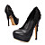  pu parte superior de couro de salto alto fechado-pés com sapatos em cadeia da moda (0987-d4664)