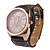  Unisex Big Dial Style PU Leather Quartz Wrist Watch (Brown)