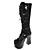  5" Cone Heel Platform Black PU Lolita Boots