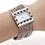  mouvement des femmes en argent pc bande blanche bracelet de montre cadran avec diamant décoration czechic