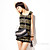  retro stampato maniche abito gilet
