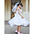  a-line al ginocchio impero vita fiore vestito ragazza