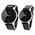  Pair of PU 981 Analog Quartz Wrist Watches (Black)