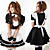  hot girl zwarte polyester meid pak (4 stuks)