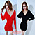  col V profond robe chauve-souris bodycon manchon
