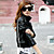  Long Sleeve Standing Collar PU Jacket With Pockets