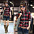  senhora camisa xadrez de manga comprida