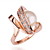  magnifique en or 18 carats grande perle anneau de mode de cristal