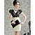  vrouwen pofmouw bodycon jurk