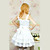 Sleeveless Knee-length White Cotton Ruffle Sweet Lolita Dress