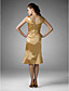  Sheath/ Column V-neck Knee-length Charmeuse Bridesmaid/ Wedding Party Dress